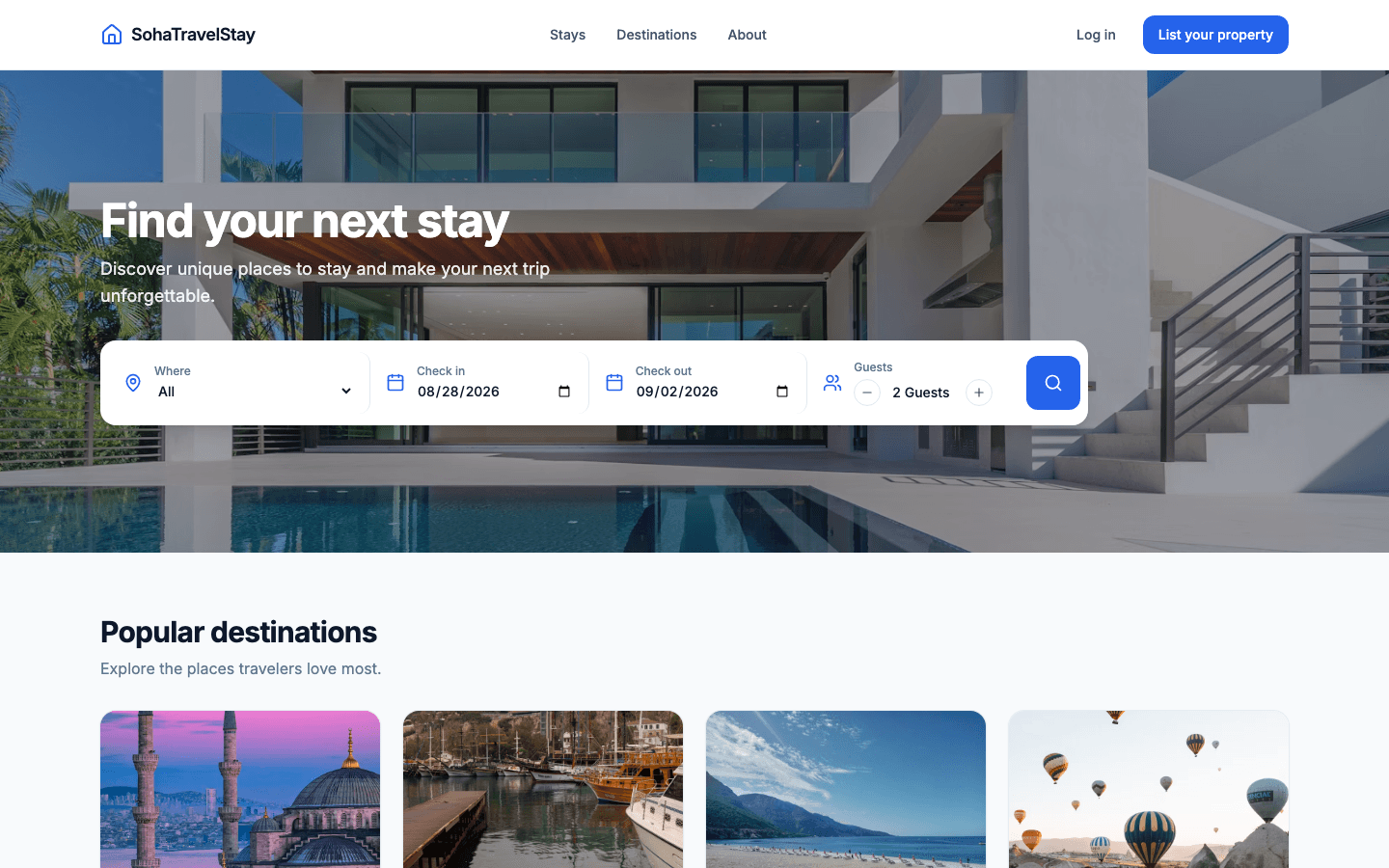 Soha Travel Stay desktop screenshot